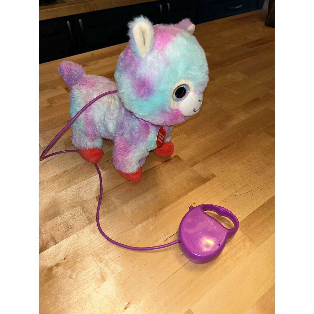 Kid Connection Walking Plush Llama Pet Purple And Blue